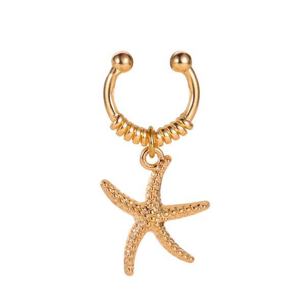 18K Gold-Plated Starfish Charm Ear Cuff on Sale