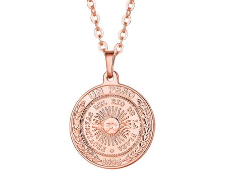 18K Rose Gold-Plated Argencoppere Peso Pendant Necklace For Sale