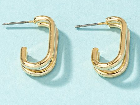 18K Gold-Plated Oval Huggie Earrings Fashion