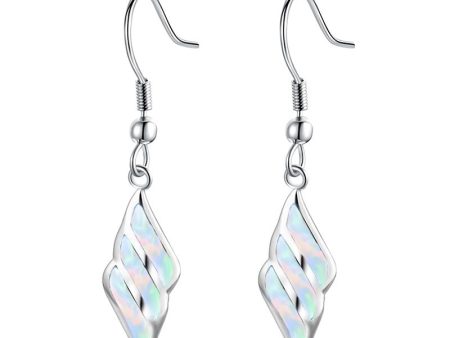 White Opal & Silver-Plated Wing Drop Earrings Discount