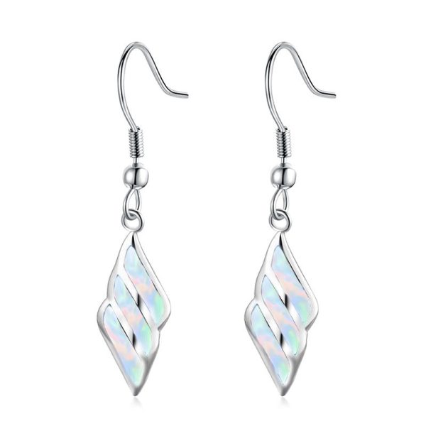 White Opal & Silver-Plated Wing Drop Earrings Discount