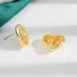 18K Gold-Plated Textured Heart Stud Earrings Cheap