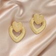 18K Gold-Plated Studded Open Heart Drop Earrings Fashion