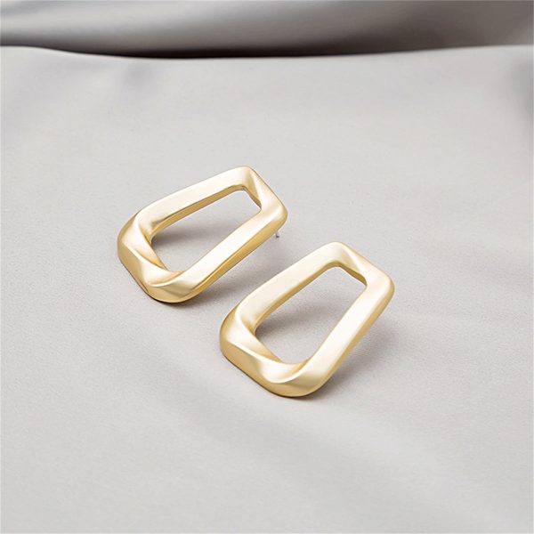 18K Gold-Plated Open Ladder Stud Earrings For Sale