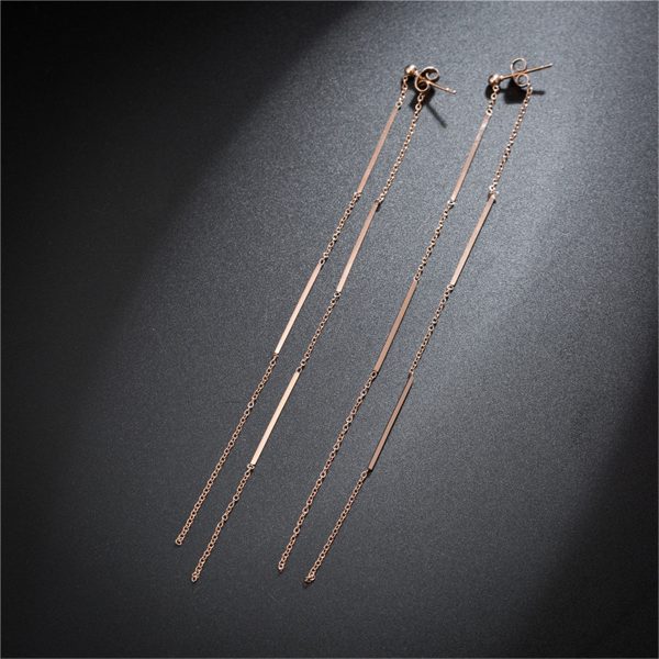 18K Rose Gold-Plated Bar Tassel Ear Jackets on Sale