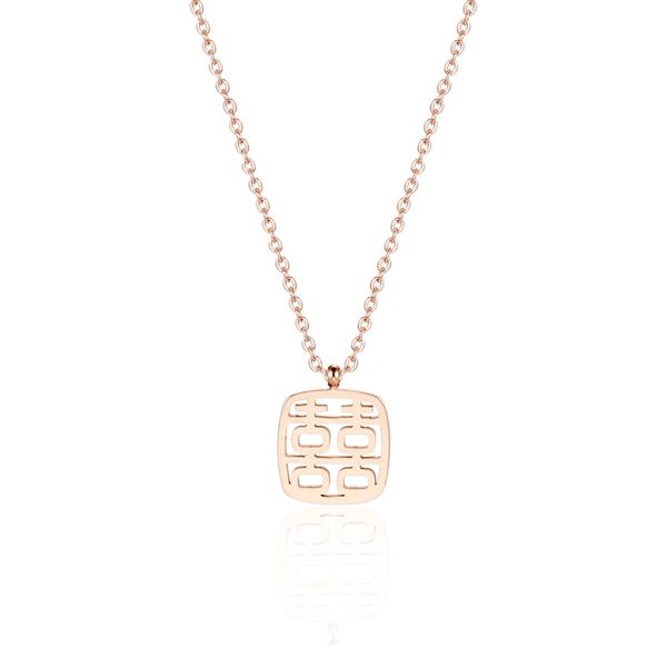 18K Rose Gold-Plated Happiness Pendant Necklace Cheap