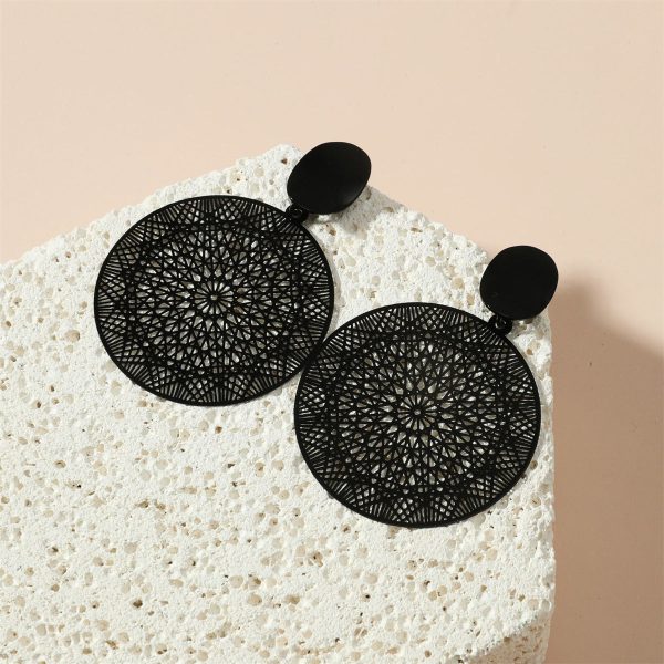 Black Celestial Plate Drop Earrings For Cheap