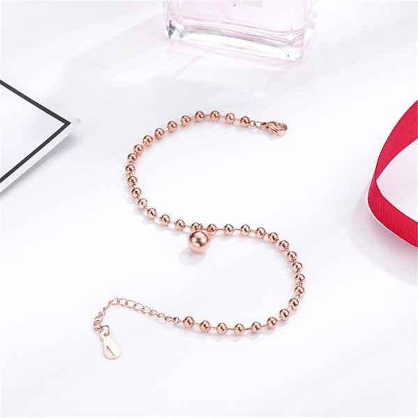 18K Rose Gold-Plated Bead Anklet Online now