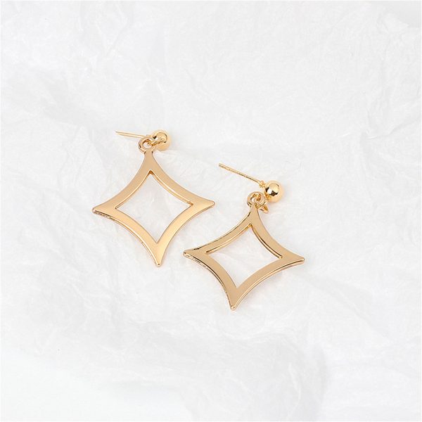 18K Gold-Plated Open Rhombus Drop Earrings For Discount