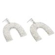 Silver-Plated Pebbled Arc Drop Earrings For Discount