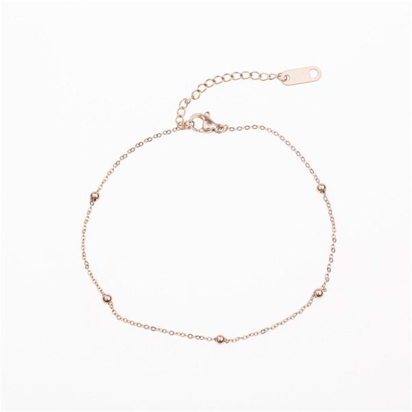 18K Rose Gold-Plated Beaded Station Anklet Online now