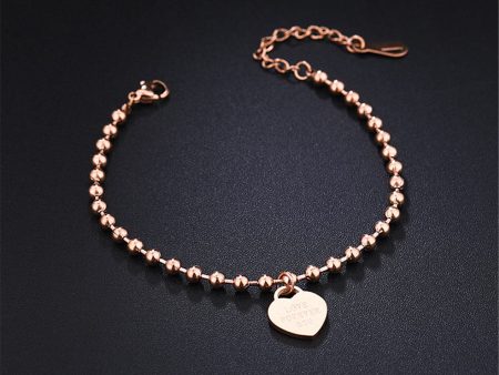 18K Rose Gold-Plated Heart Charm Anklet Sale