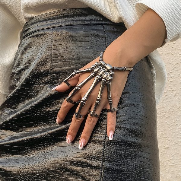 Black Corpse Hand Five-Finger Ring Stretch Bracelet For Cheap