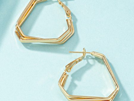 18K Gold-Plated Stacked Geometric Huggie Earrings Hot on Sale