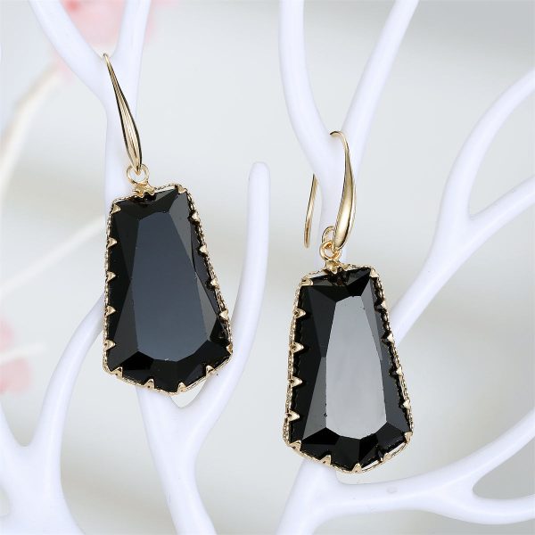 Black Crystal & 18K Gold-Plated Shield Drop Earrings Discount