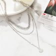 Silver-Plated Curb Chain Layered Pendant Necklace Fashion