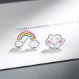 White Cloud & Rainbow Asymmetrical Stud Earrings Online