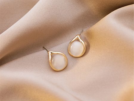 18K Gold-Plated & Peach Cats Eye Stud Earrings Online now