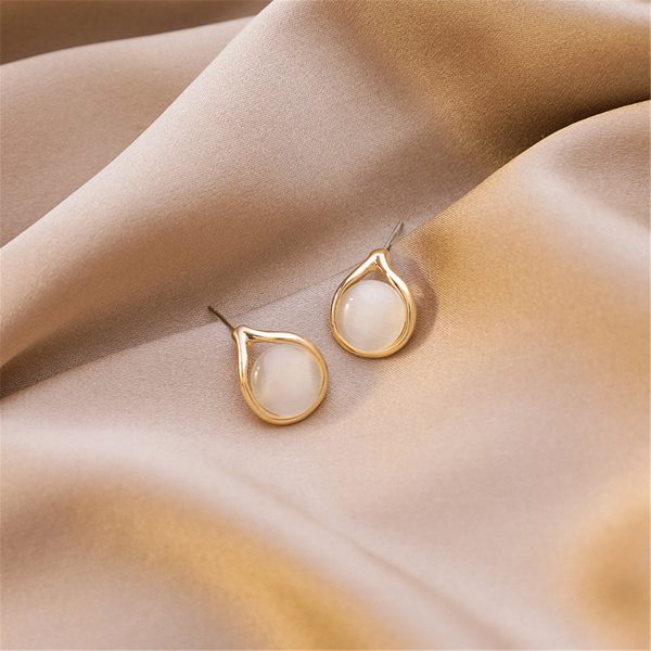 18K Gold-Plated & Peach Cats Eye Stud Earrings Online now