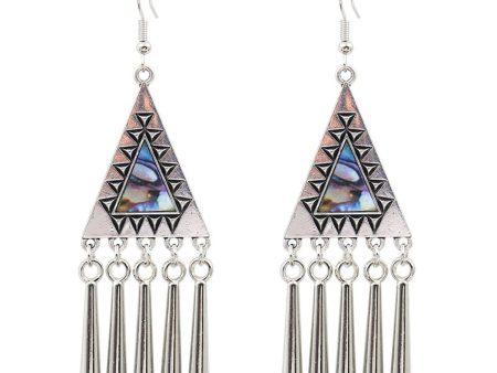 Abalone Shell & Silver-Plated Triangle Tassel Drop Earrings Fashion