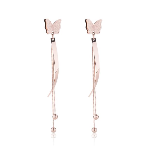 18K Rose Gold-Plated Butterfly Tassel Drop Earrings Online Sale