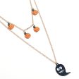 18K Gold-Plated & Black Enamel Ghost & Pumpkin Station Layered Pendant Necklace Online