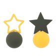 Black & Yellow Enamel Star & Round Asymmetrical Dangle Earrings Hot on Sale