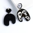 Black Acrylic & Silver-Plated Ghost Drop Earrings For Discount