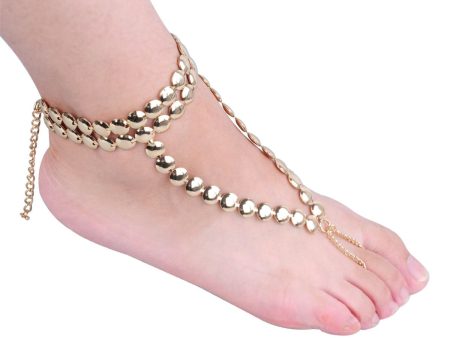 18K Gold-Plated Disc Ankle-To-Ring Anklet on Sale