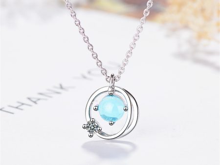 Blue & Cubic Zirconia Pendant Necklace Cheap