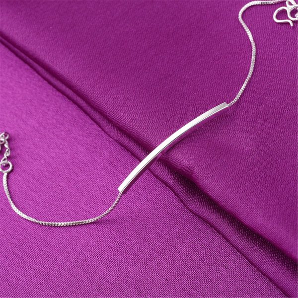 Silver-Plated Curved Bar Anklet Sale