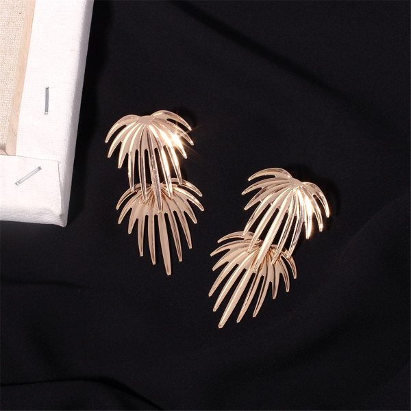 18K Gold-Plated Dual Coconut Tree Drop Earrings Fashion