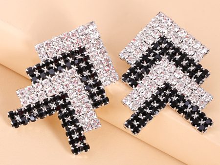 Black & White Cubic Zirconia & Silver-Plated Arrow Stud Earrings Discount