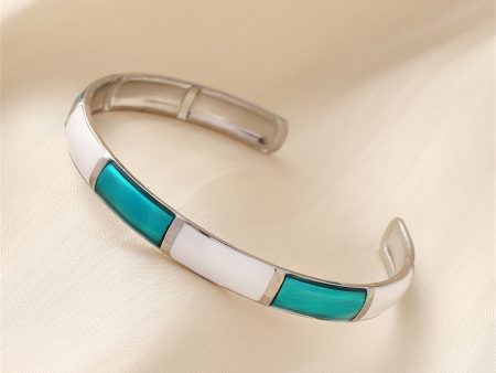 Blue Enamel & Silver-Plated Cuff For Discount