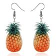 Yellow Acrylic & Silver-Plated Pineapple Drop Earrings For Cheap