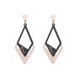 Black Acrylic & 18K Rose Gold-Plated  Love  Stacked Rhombus Drop Earrings Supply