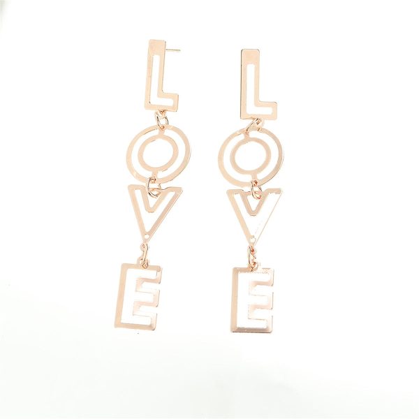 18K Rose Gold-Plated  Love  Openwork Drop Earrings For Cheap