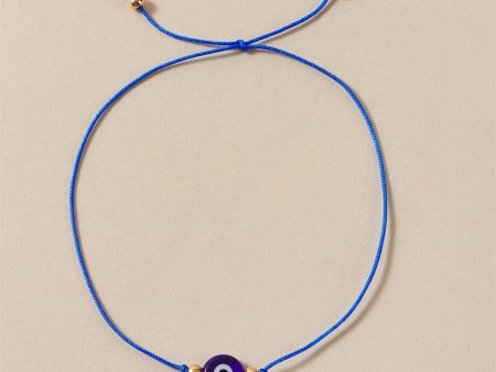 Blue & 18K Gold-Plated Eye Charm Anklet Cheap