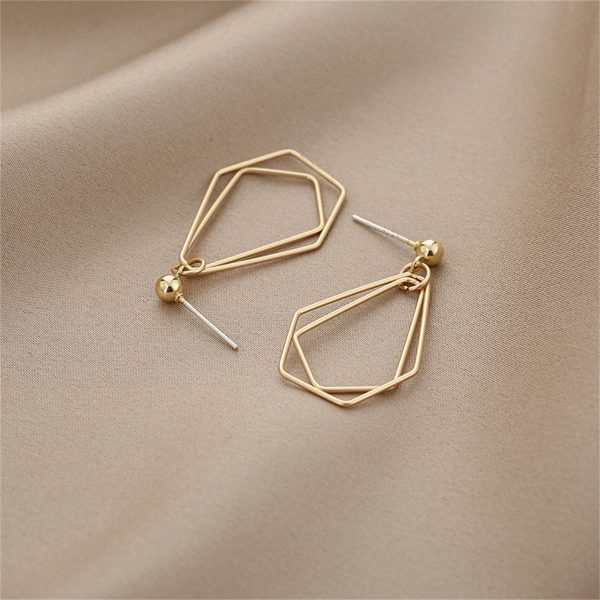 18K Gold-Plated Open Geometric Drop Earrings Supply