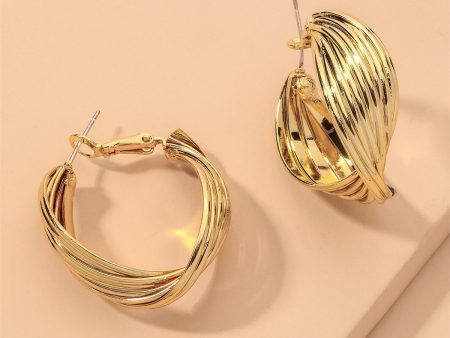 18K Gold-Plated Twisted Circle Hoop Earrings Fashion