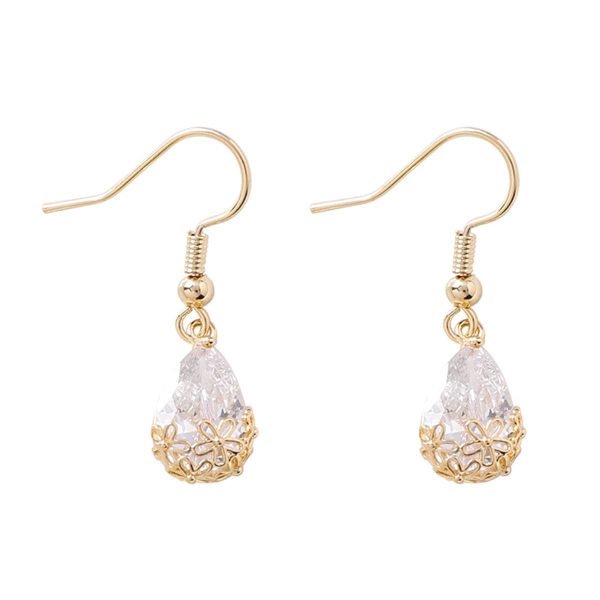 18K Gold-Plated & Crystal Floral Drop Earrings Supply