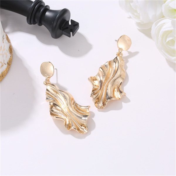 18K Gold-Plated Textured Drop Earrings For Cheap