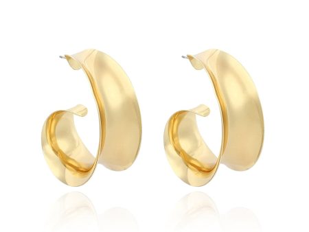 18K Gold-Plated Leaf Curl Huggie Earrings For Sale