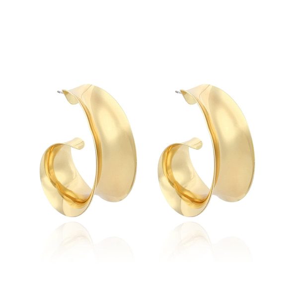 18K Gold-Plated Leaf Curl Huggie Earrings For Sale