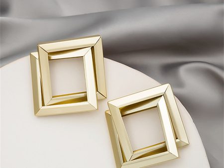 18K Gold-Plated Interlocked Open Rhombus Stud Earrings Online Hot Sale