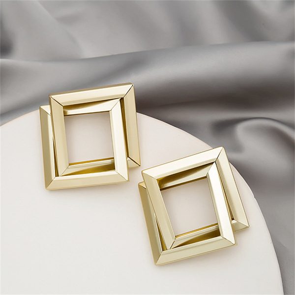 18K Gold-Plated Interlocked Open Rhombus Stud Earrings Online Hot Sale