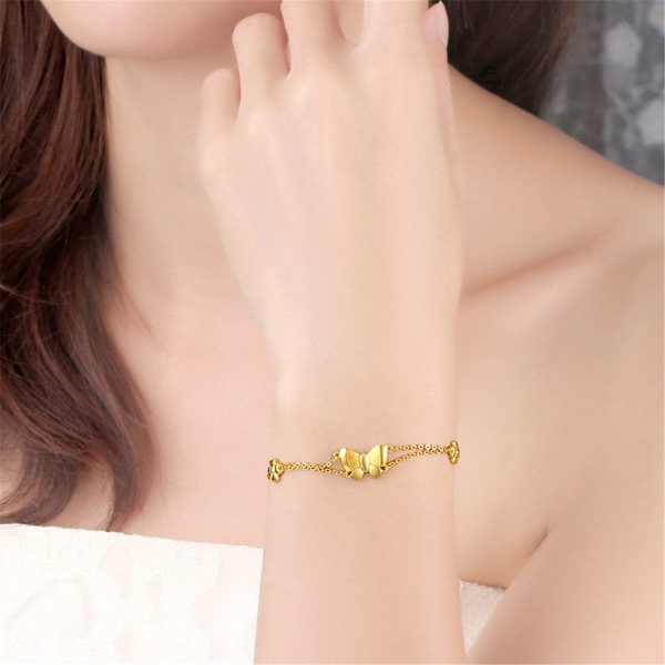 18K Gold-Plated Butterfly & Flower Adjustable Bracelet Discount