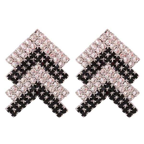 Black & White Cubic Zirconia & Silver-Plated Arrow Stud Earrings Discount