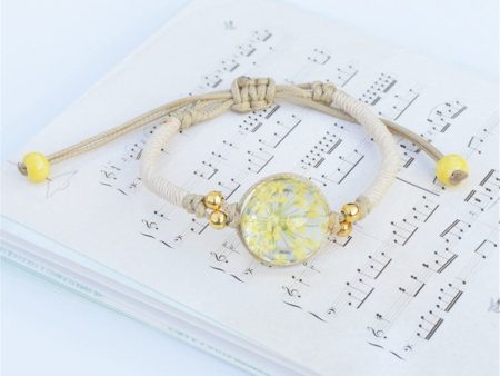 Yellow Gypsophila & Gold-Plated Bead Adjustable Bracelet Supply