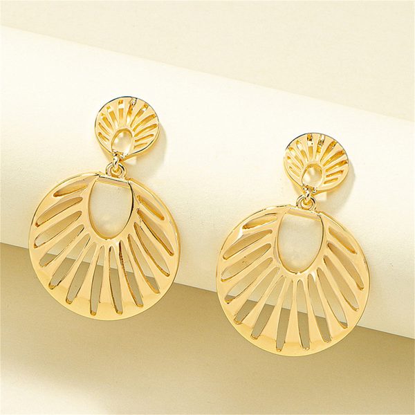 18K Gold-Plated Openwork Fan Drop Earrings Sale